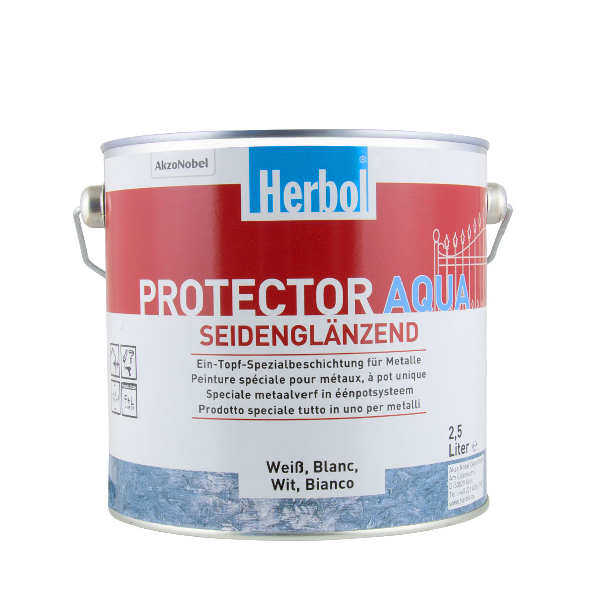 Herbol Protector Aqua 2,5L weiss seidenglänzend, Metallschutzlack