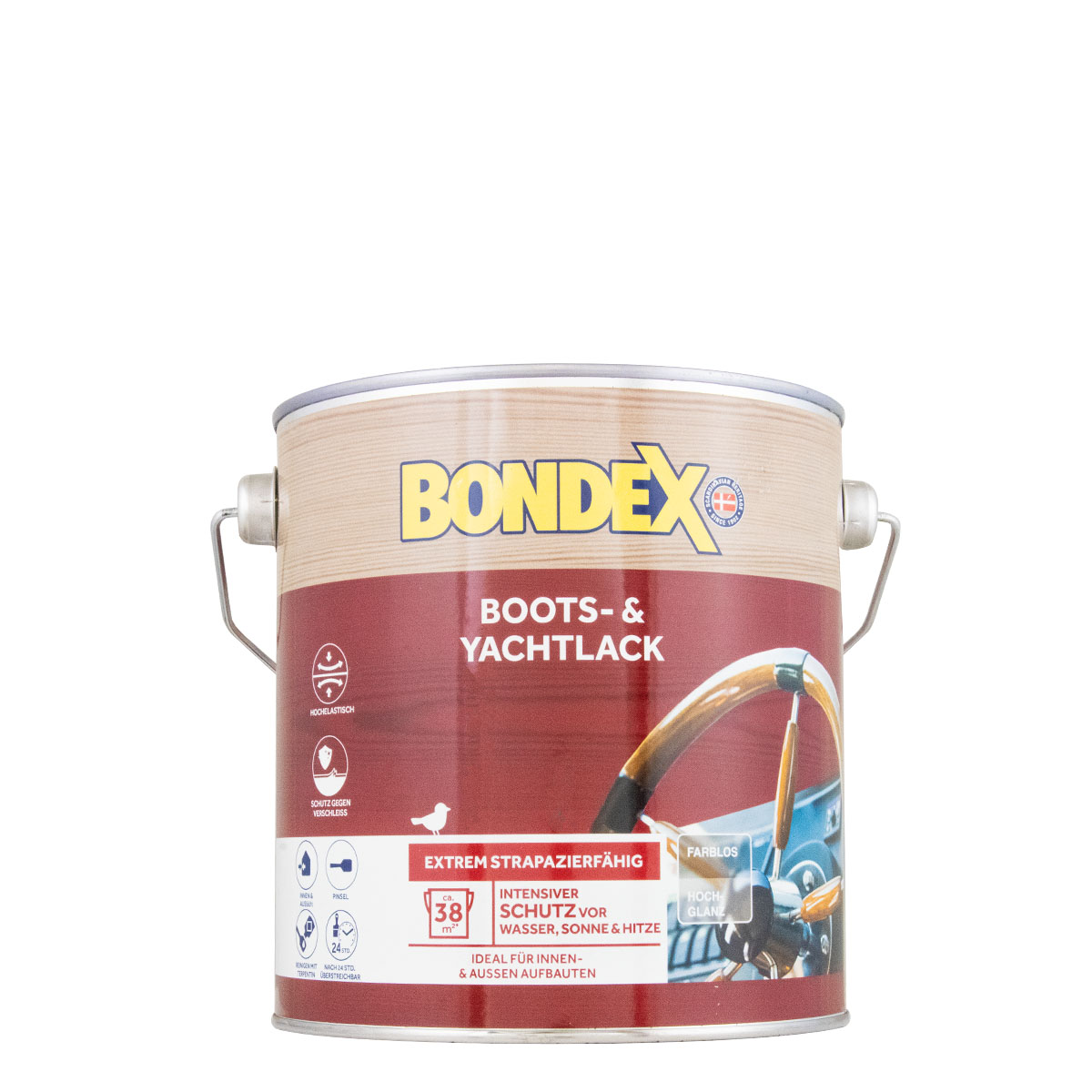 Bondex Boots- & Yachtlack 2,5L farblos, hochglänzender Bootslack, Klarlack, Alkydharzlack