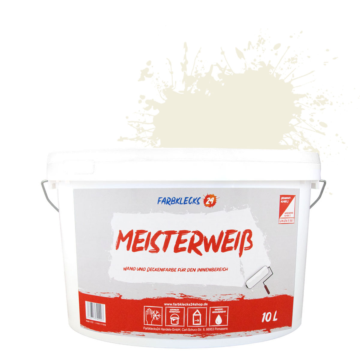 Farbklecks24 Meisterweiß Color 10L Beige 1-0 Innenfarbe, Wandfarbe, Deckenfarbe