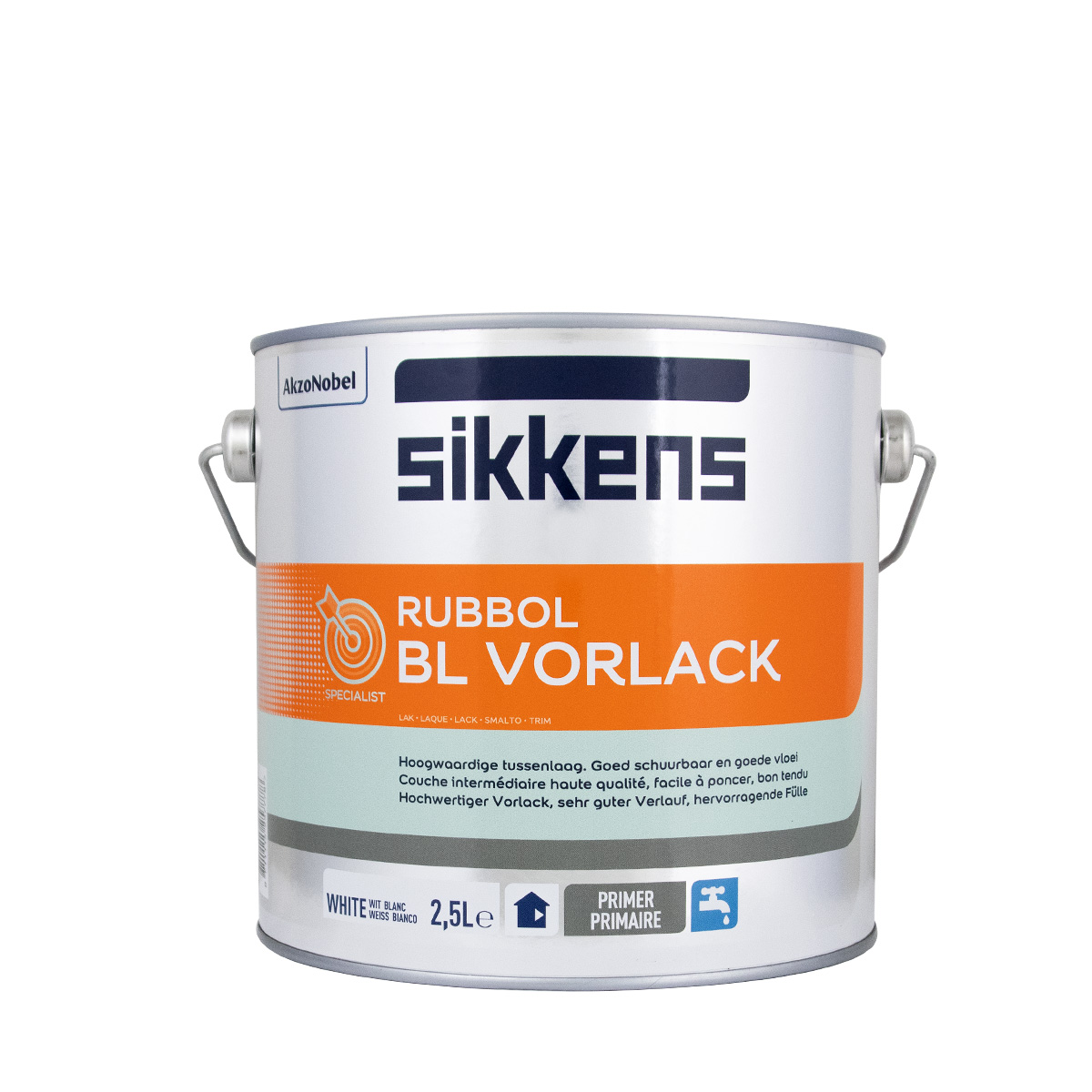 Sikkens Rubbol BL Vorlack weiss 2,5L, wasserbasiert, matt