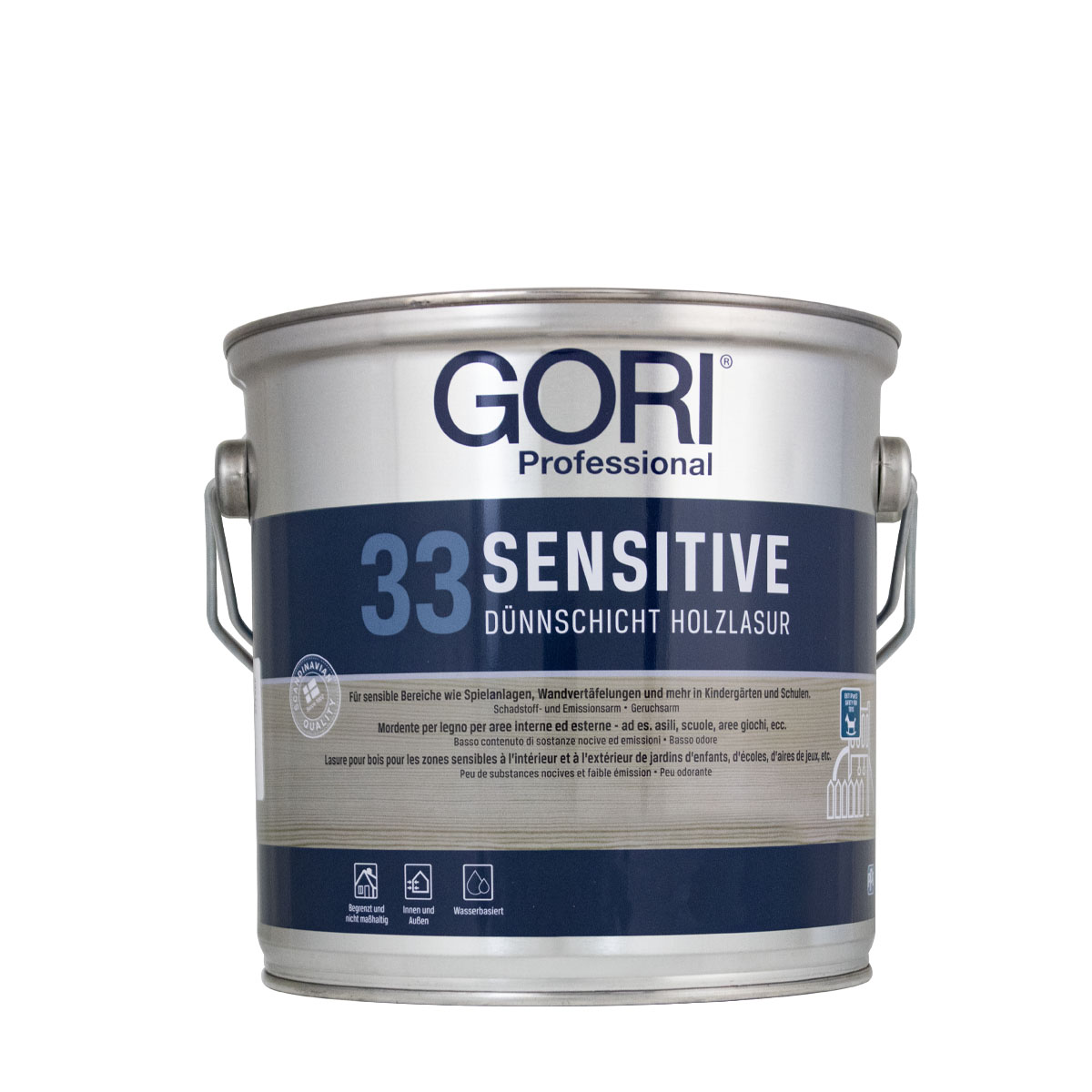 Gori 33 Sensitive Holzlasur weiss 2,5L, wasserbasierte Lasur, schadstoffarm