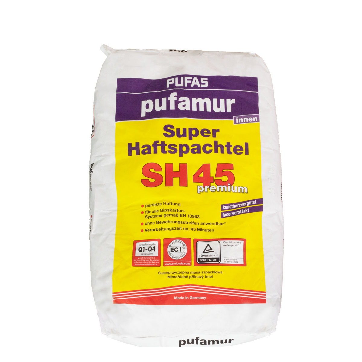 Pufas pufamur Super-Haftspachtel SH45 premium 20kg, Spachtelmasse, Gipsspachtel, Wandspachtel