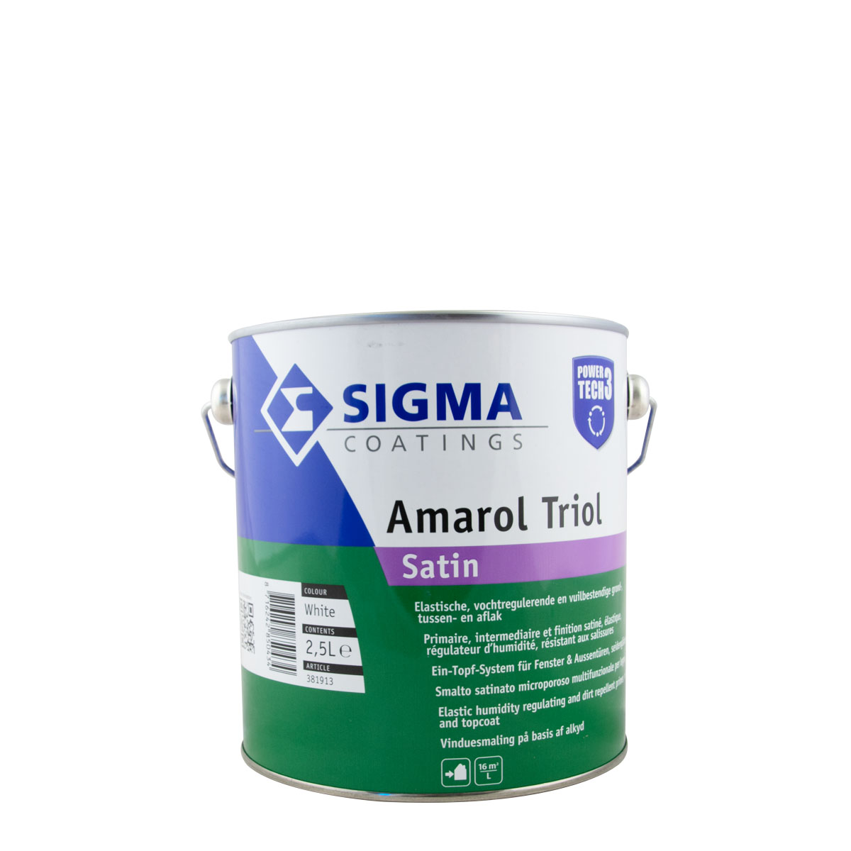 Sigma Amarol Triol Satin weiss 2,5L, seidenglänzender Fensterlack & Türenlack