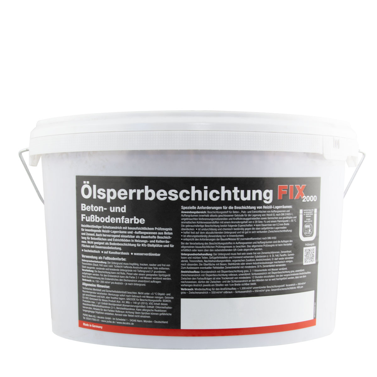Pufas Ölsperrbeschichtung FIX2000 5L grau, Fußbodenfarbe, Betonfarbe innen