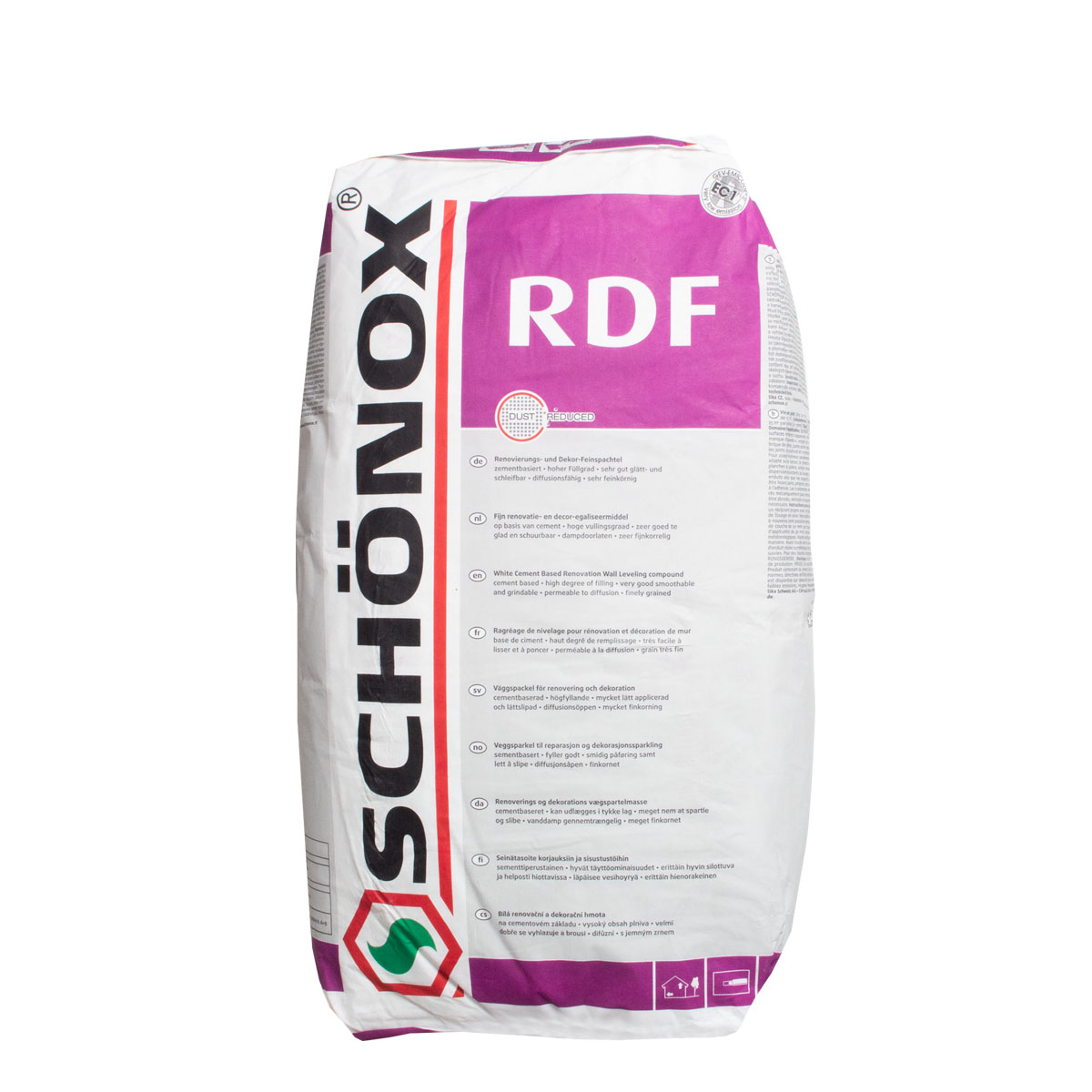 Schönox RDF 20Kg, Spachtelmasse, Wandspachtel, kunstharzvergütete Renovierspachtel