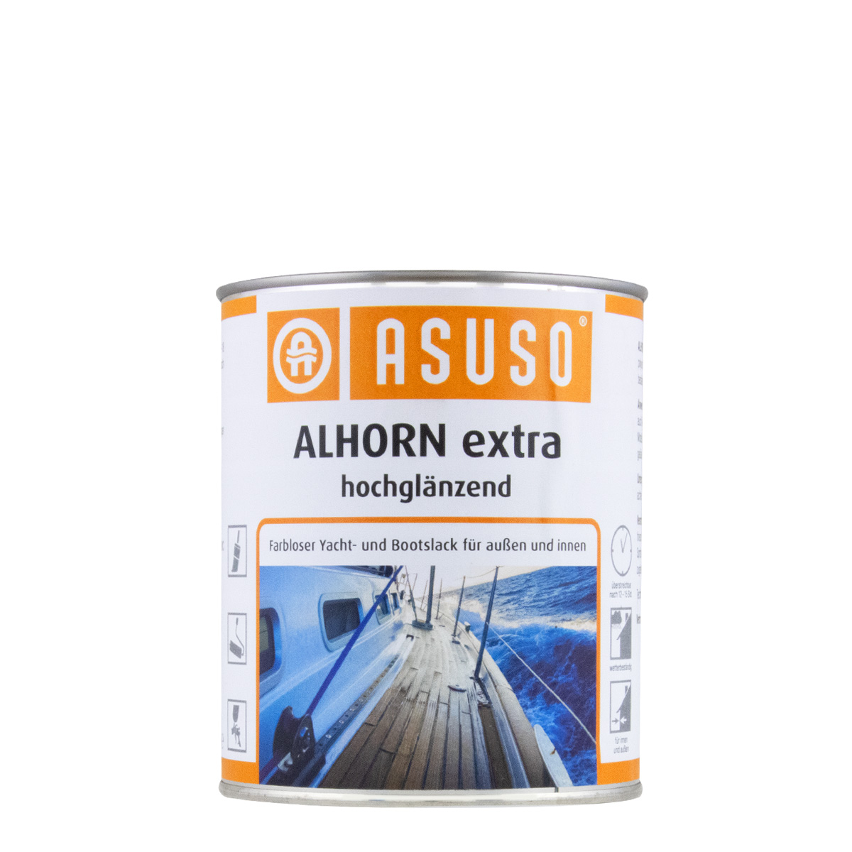 Asuso Alhorn extra 750ml farblos, Yacht- und Bootslack, hochglänzend, Klarlack, Alkydharzlack