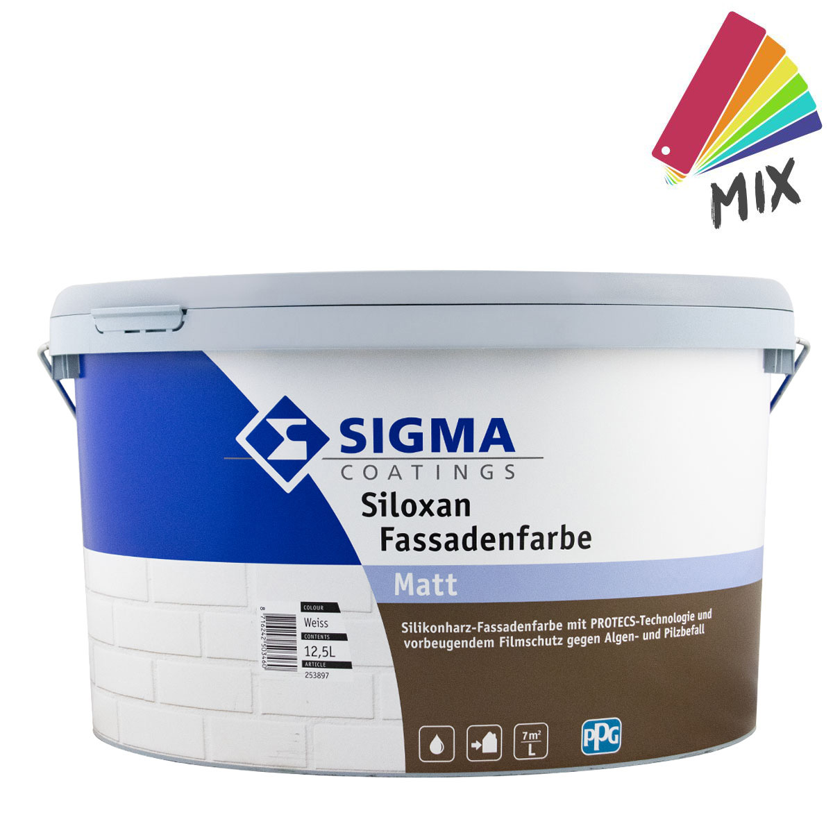 Sigma Siloxan Fassadenfarbe A+F 12,5L wunschfarbton, Silikonharz