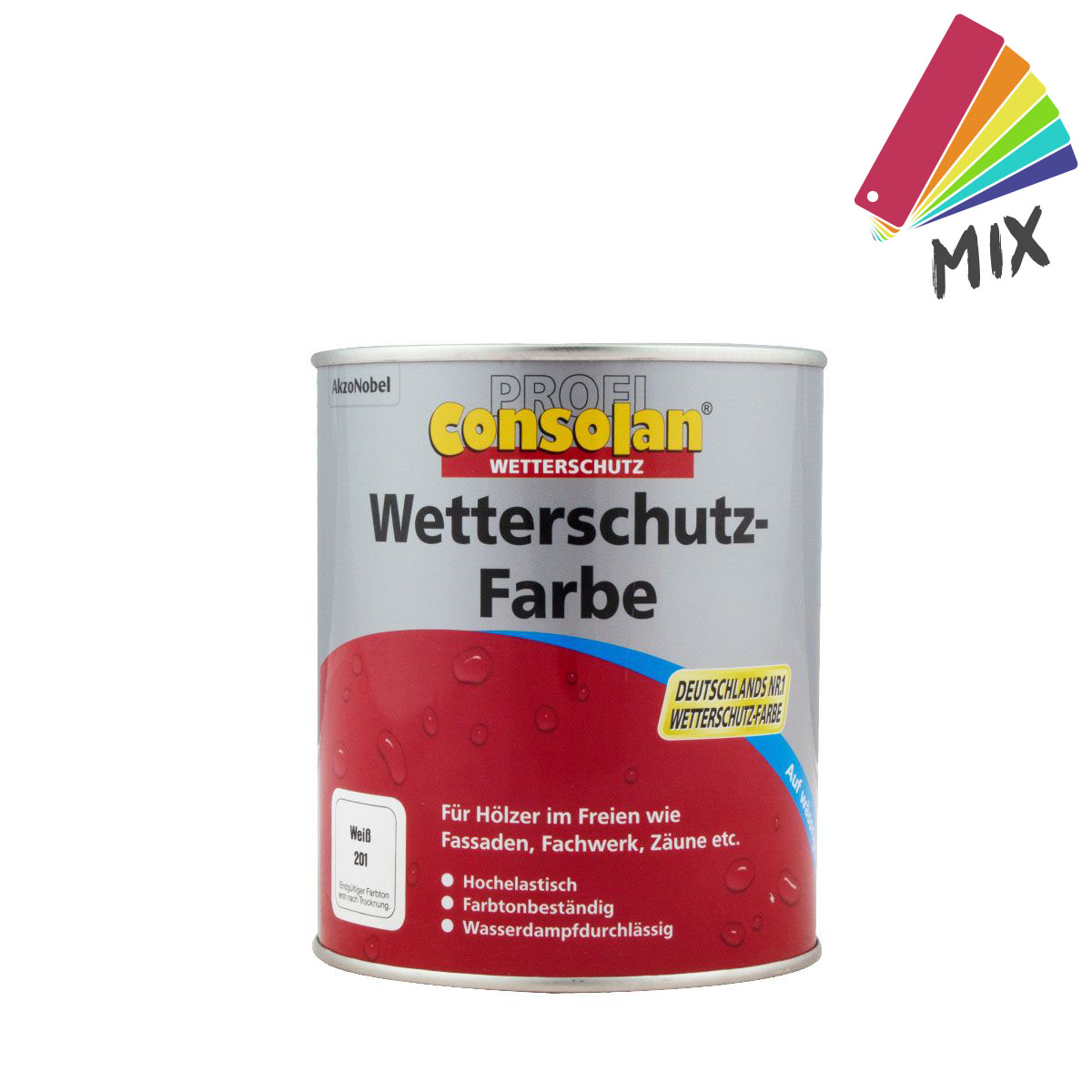 Consolan Profi Wetterschutz-Farbe 1L wunschfarbton, deckende Holzfarbe, Holzschutzfarbe