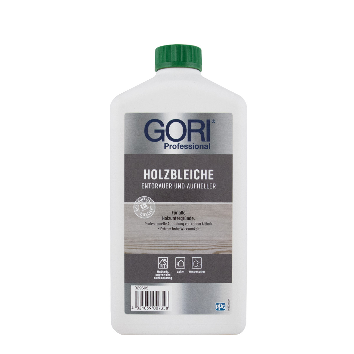 Gori Holzbleiche 1L, Entgrauer & Aufheller, Reiniger für Gartenparkett und Gartenmöbel