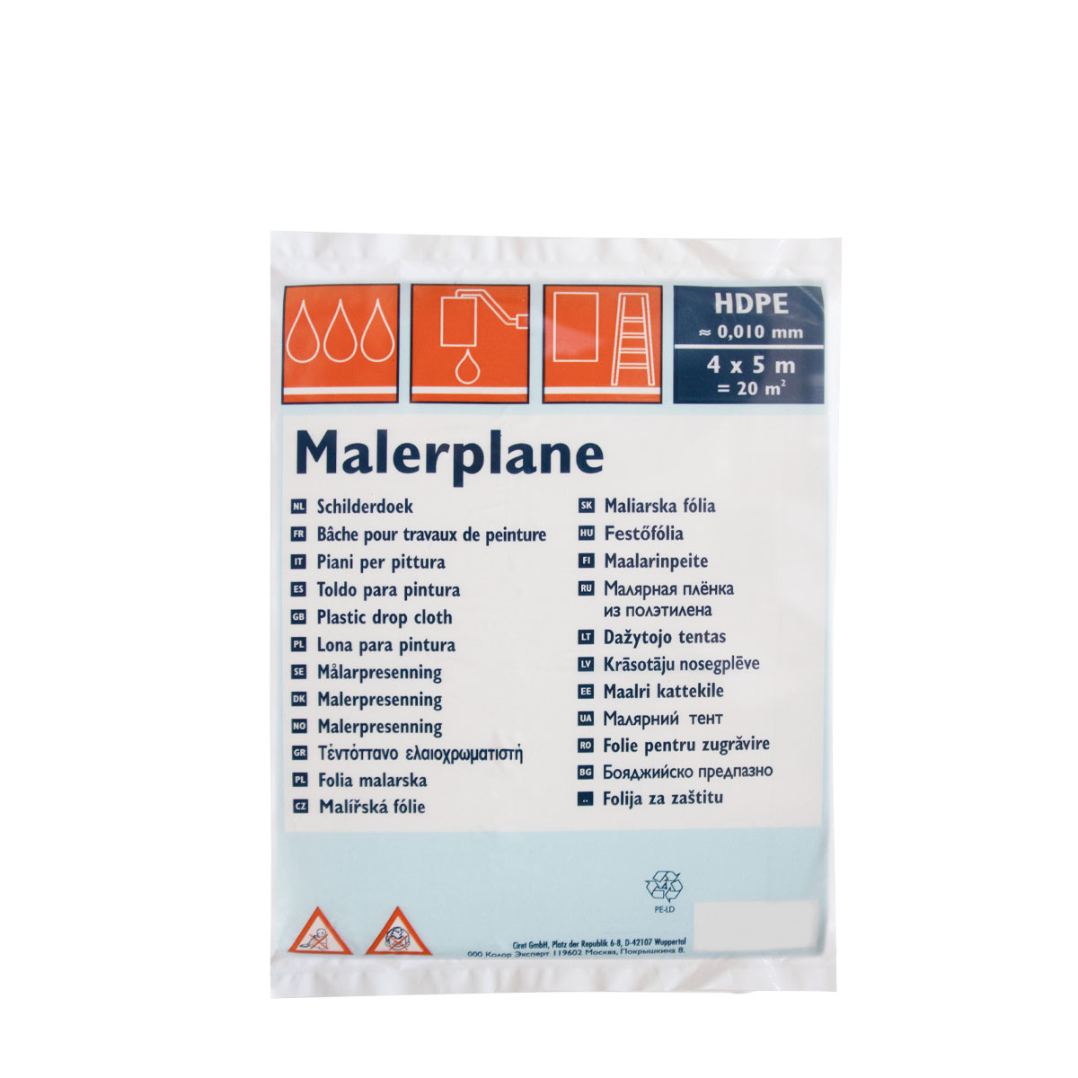Malerplane 10µ HDPE 4x12,5m transparent, Abdeckfolie, Abdeckplane
