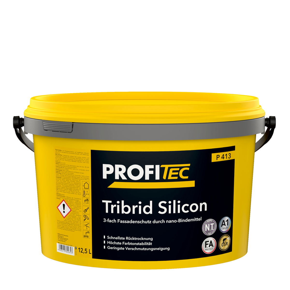 ProfiTec P413 Tribrid Silicon 12,5L weiß, Langzeitschutz Fassadenfarbe, hoch farbtonbeständig