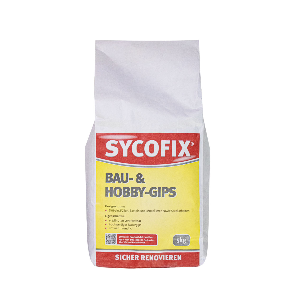 Sycofix Bau- und Hobby-Gips 5kg, hochwertiger Naturgips, Gips, Elektrikergips
