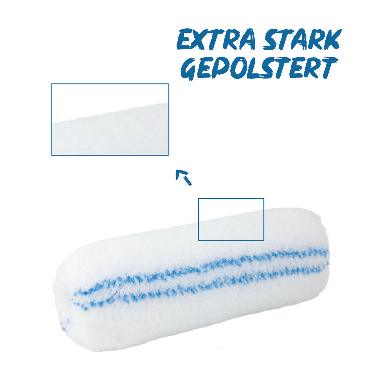 Premium Malerrolle Fassade 25cm stark gepolstert, 18mm Flor, Farbrolle, Malerwalze, Fassadenwalze