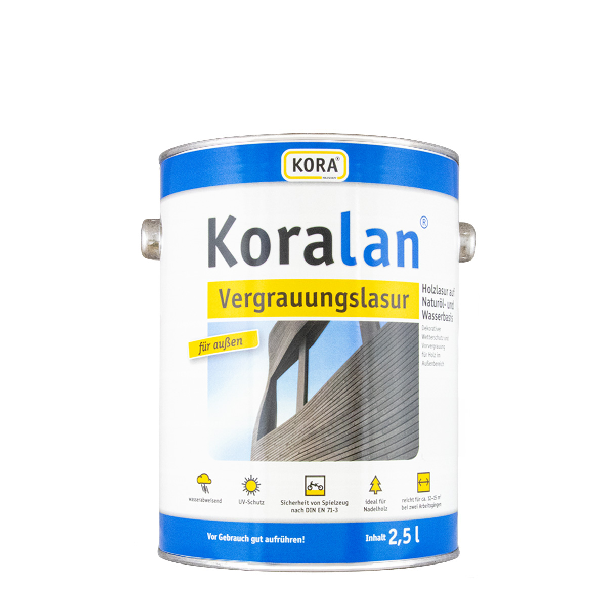 Koralan Vergrauungslasur 2,5L quarz, Holzschutzlasur, Holzlasur