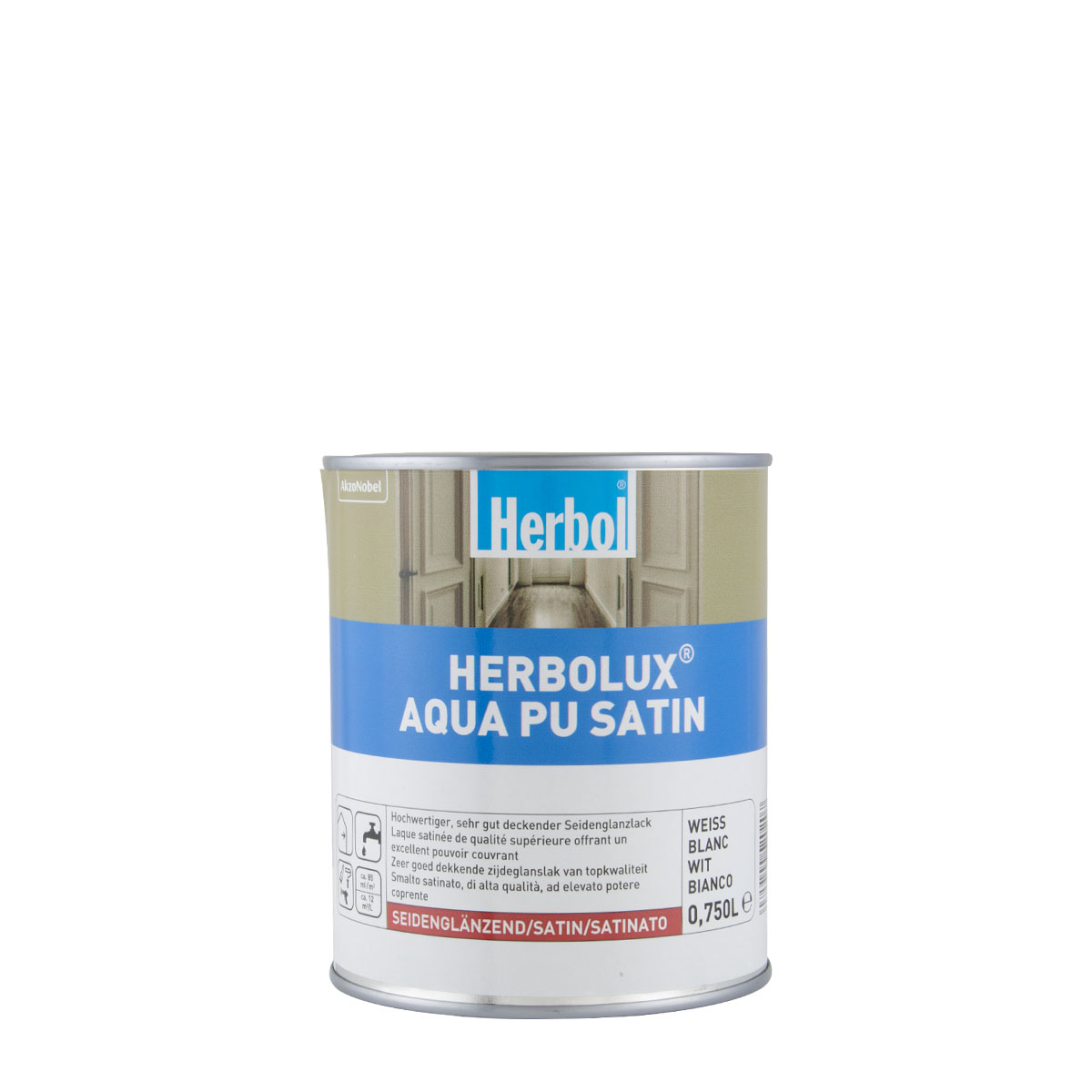 Herbol Herbolux Aqua Pu Satin 750ml weiß, Acryllack, Holzlack