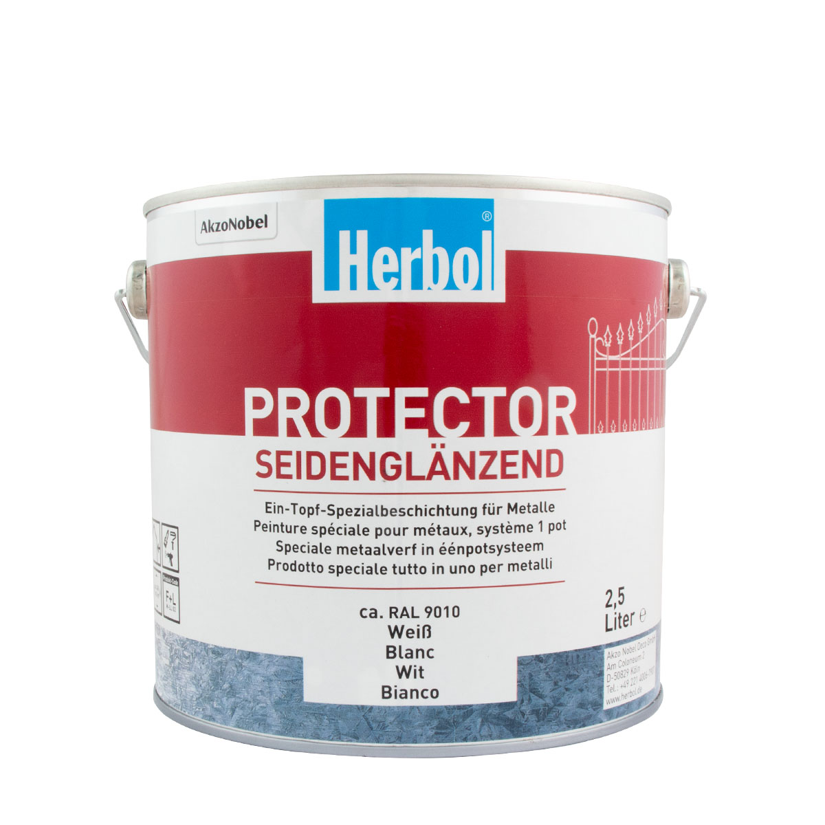 Herbol Protector weiss 2,5L, seidenglänzend ca. RAL 9010; Metallschutzlack