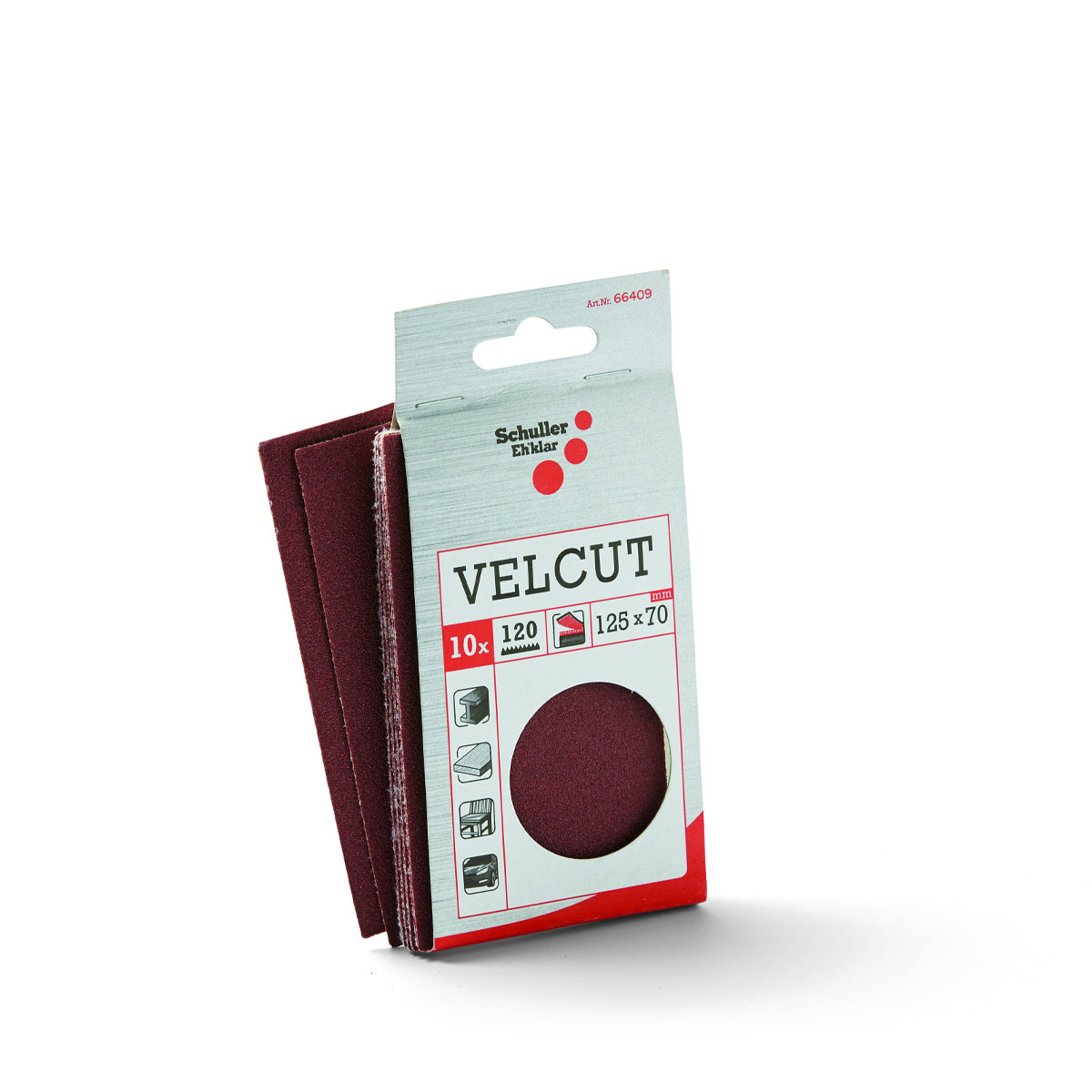 Schuller Schleifpapier Velcut 125x70mm (10Stück) P180 #66411 ,Schleifpapierzuschnitte mit Klettverschluss