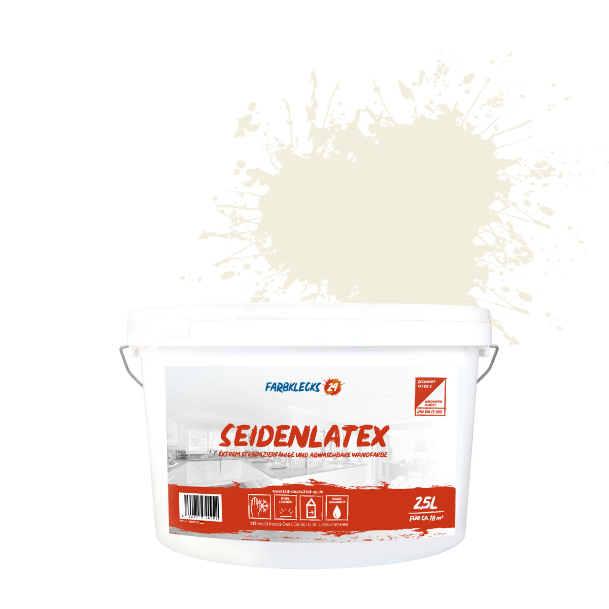 Farbklecks24 Seidenlatex Color 2,5L Beige 1-0 Innenfarbe, Seidenglänzend