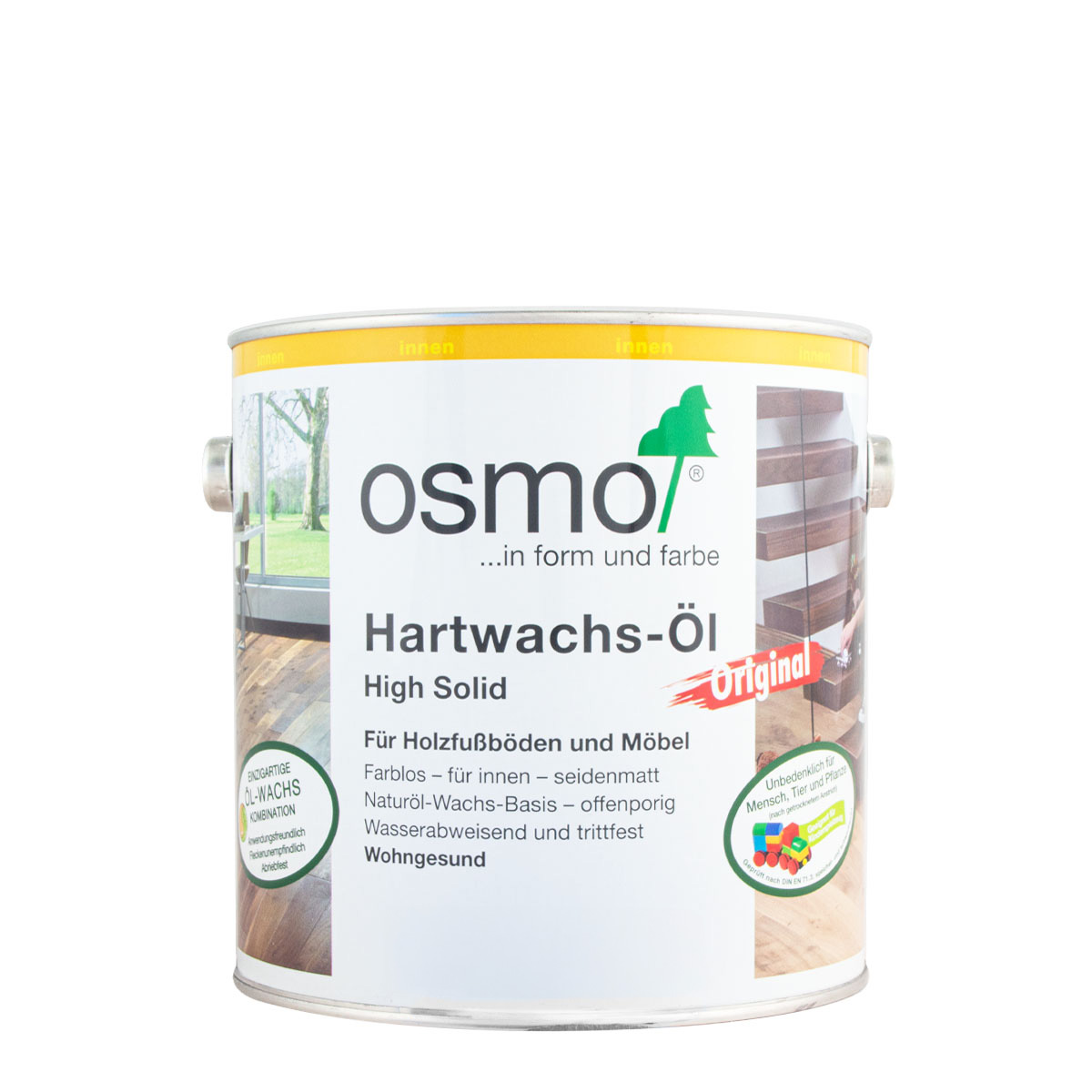Osmo Hartwachs-Öl Original 3032 farblos seidenmatt 2,5L, High Solid Holzöl, Holzpflegeöl, Holzwachs