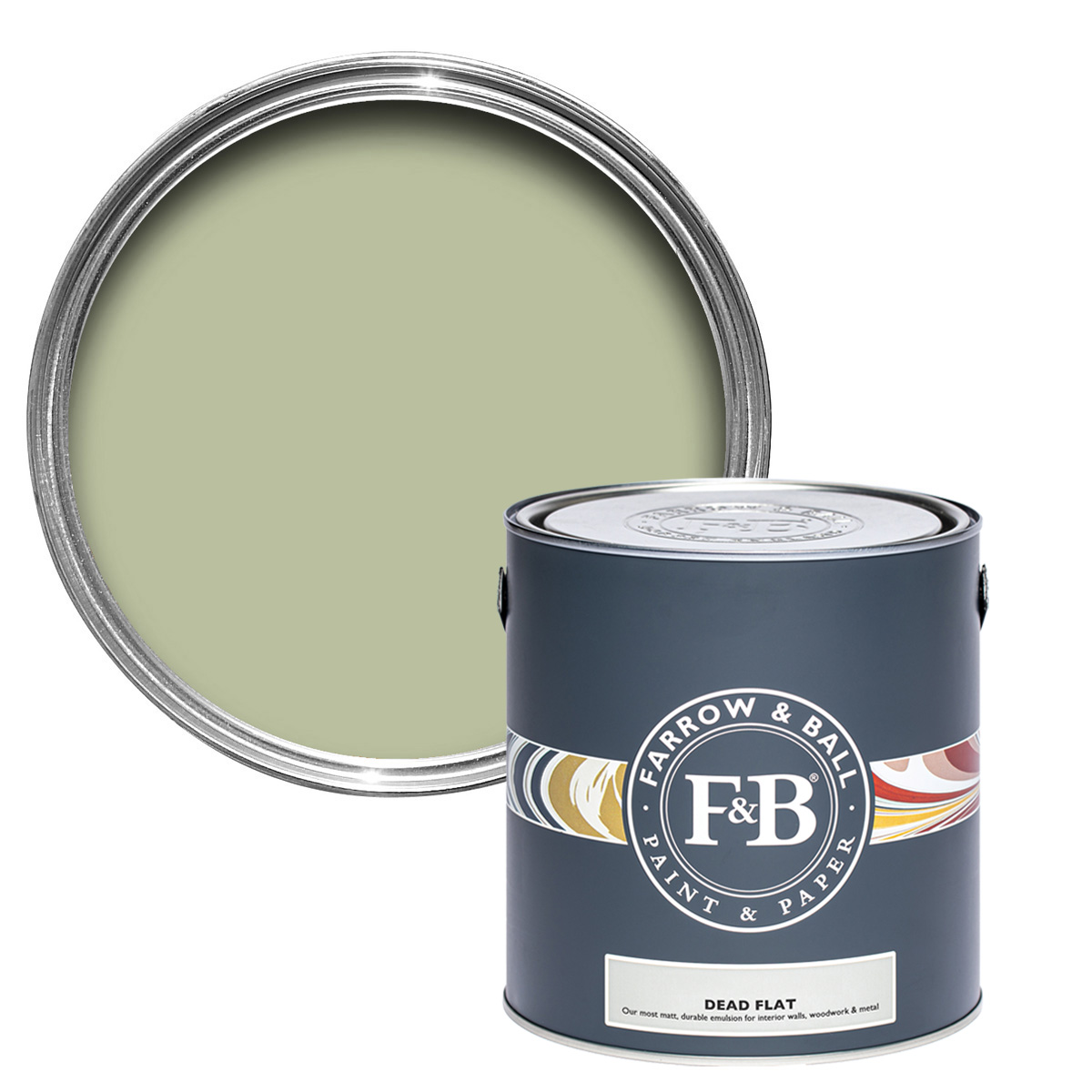 Farrow & Ball Dead Flat 2,5L Cooking Apple Green No. 32, robuste, ultramatte Wandfarbe