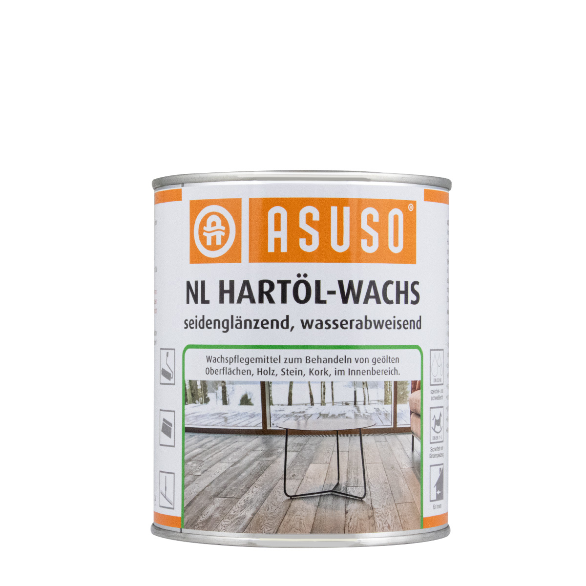Asuso NL Hartöl Wachs 0,75L farblos, seidenglänzend, Holzpflege, Naturöl