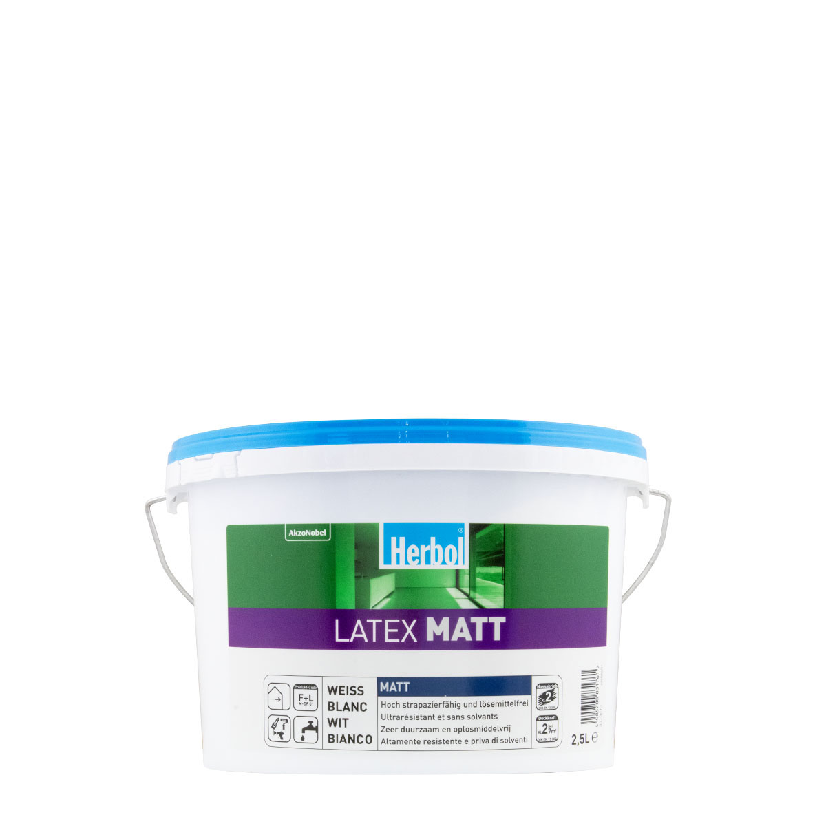 Herbol Latex Matt 2,5L weiss, Latexfarbe, Wandfarbe