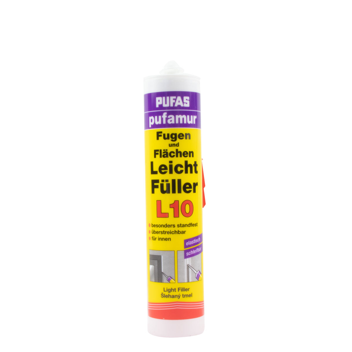 Pufas pufamur Fugen und Flächen Leichtfüller L10 310ml, Kartuschen Spachtelmasse, Fertigspachtel, Fugenspachtel