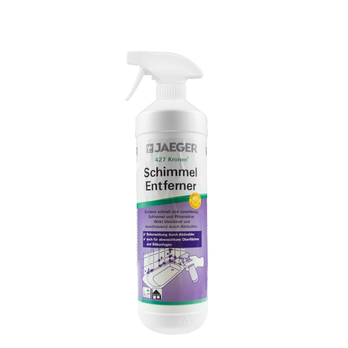 Jaeger Kronen Schimmel-Entferner 427 1L, Schimmelspray, Schimmelentferner mit Aktivchlor, Schimmelex