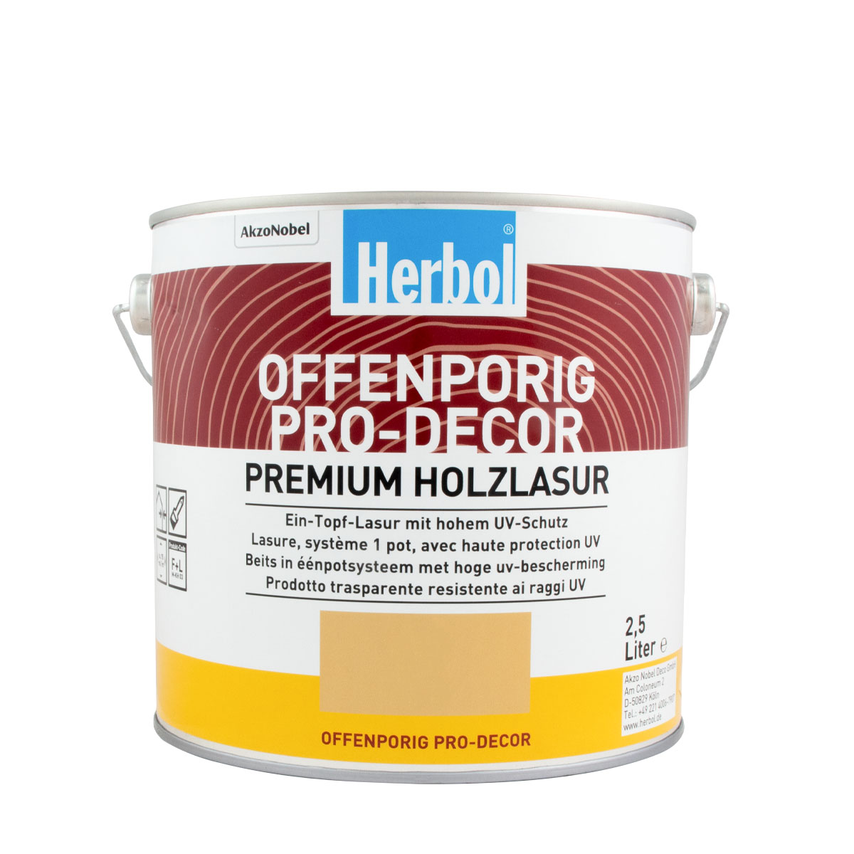 Herbol Offenporig Pro-Decor 2,5L Renovierfarbton ocker seidenglänzende Holzlasur