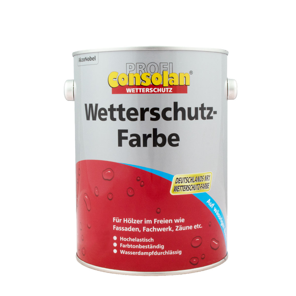 Consolan Profi Wetterschutz-Farbe 2,5L schwedenrot, deckende Holzfarbe, Holzschutzfarbe