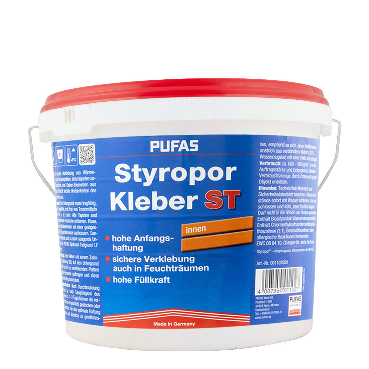 Pufas Styropor-Kleber ST 14kg, Dispersionskleber, Dämmstoffkleber für innen