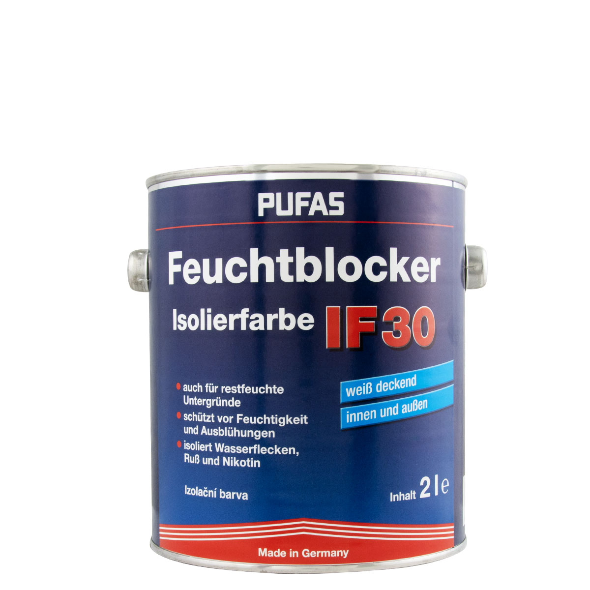 Pufas Feuchtblocker Isolierfarbe 2L IF30 weiss, Wandfarbe, Isolierfarbe, Nikotinfarbe