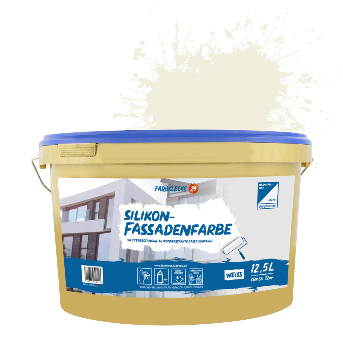 Farbklecks24 Silikon-Fassadenfarbe Color 12,5L Beige 1-0 wetterbeständig schmutzabweisend