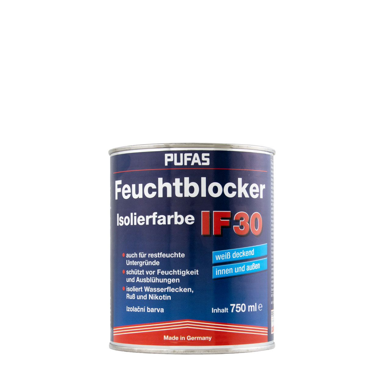 Pufas Feuchtblocker Isolierfarbe 750ml IF30 weiss, Wandfarbe, Isolierfarbe, Nikotinfarbe