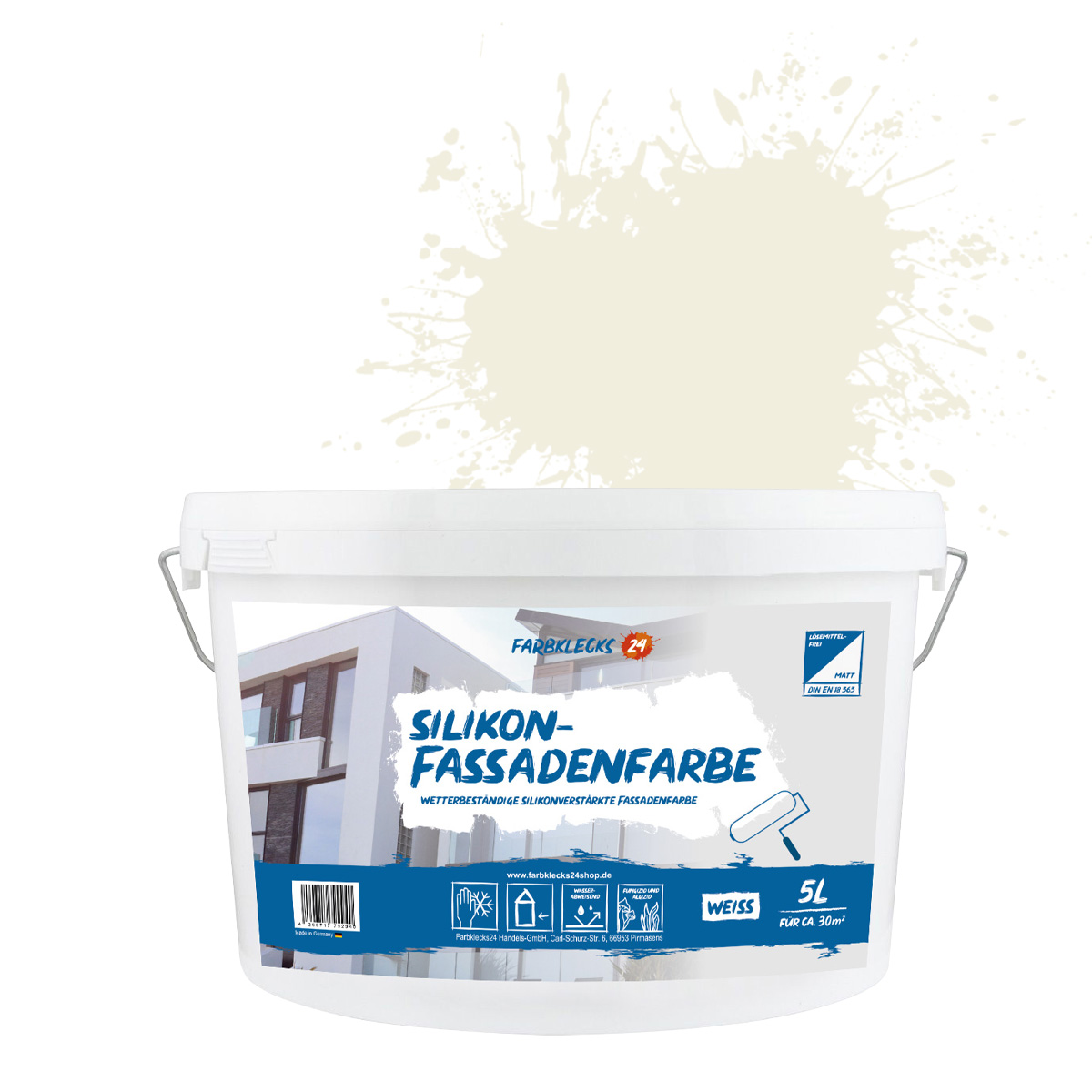 Farbklecks24 Silikon-Fassadenfarbe Color 5L Beige 1-0 wetterbeständig schmutzabweisend