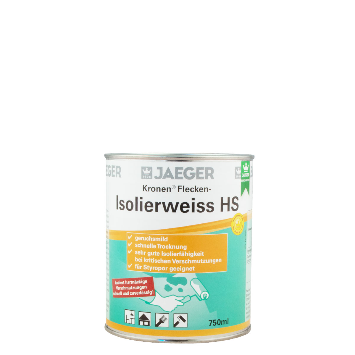 Jaeger Kronen Flecken-Isolierweiss HS 123 weiss 750ml, Isolierfarbe, Nikotinfarbe, Sperrgrund