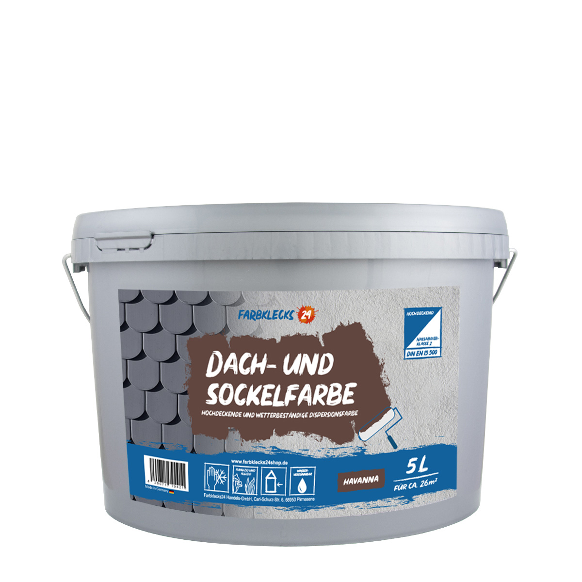 Farbklecks24 Dach und Sockelfarbe 5L Havanna, Dispersionsfarbe