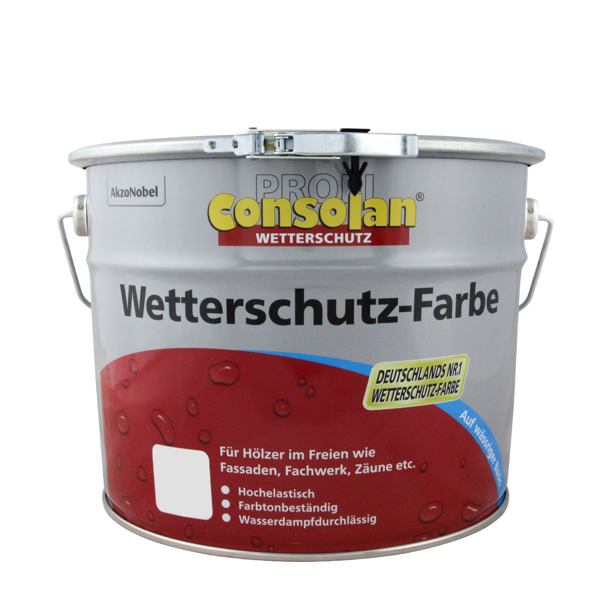 Consolan Profi Wetterschutz-Farbe 10L weiss, deckende Holzfarbe, Holzschutzfarbe